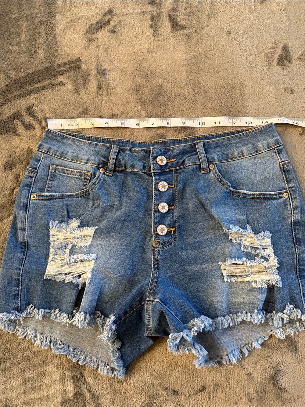 Distressed Denim Women’s Shorts - Blue